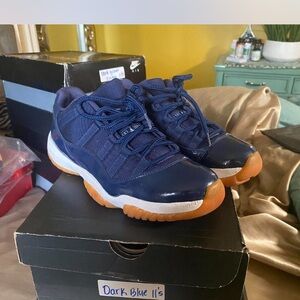 Jordan Navy Blue and Gum Sole Sneakers